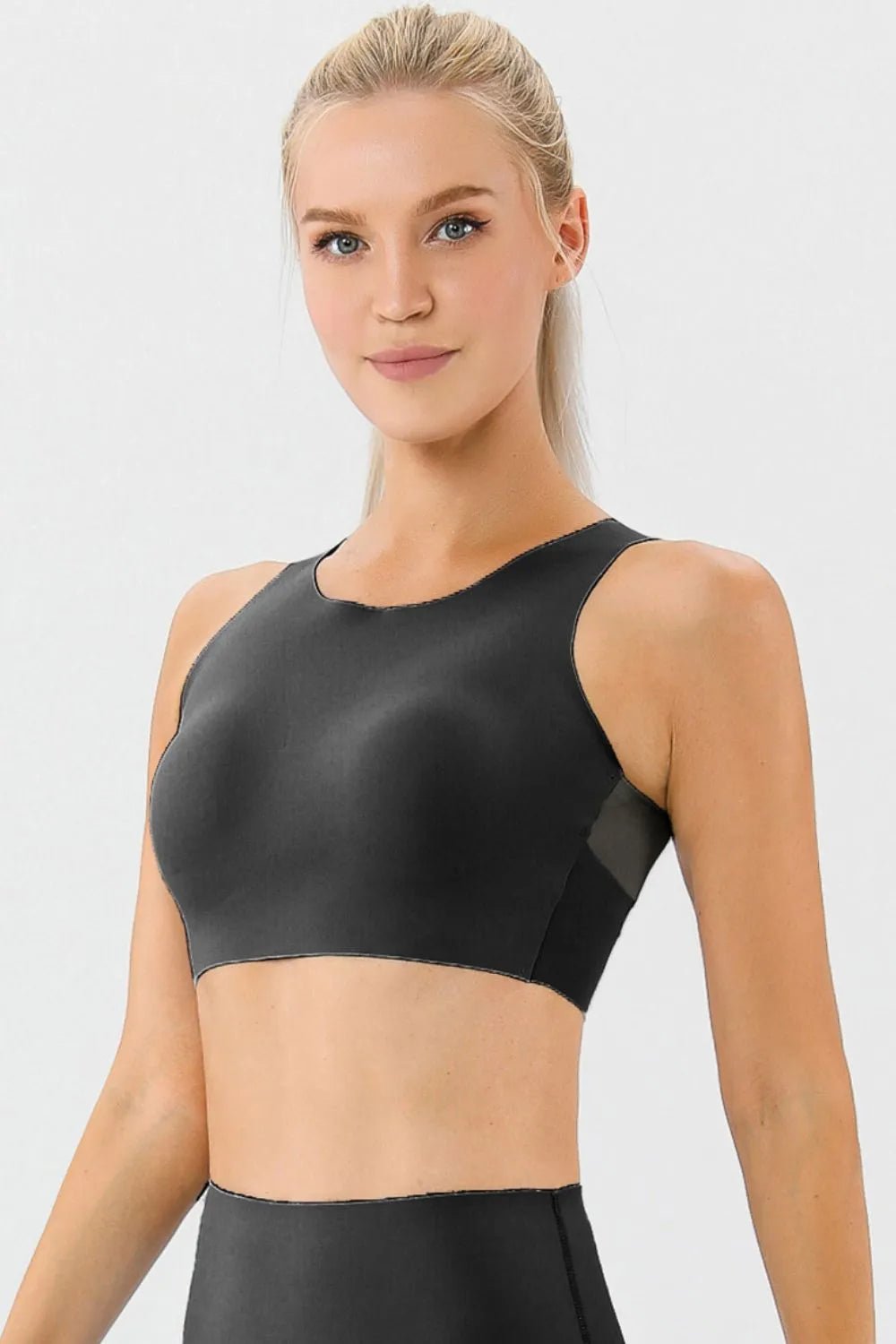 Round Neck Wide Strap Active Bra - Crowned Energy CO.