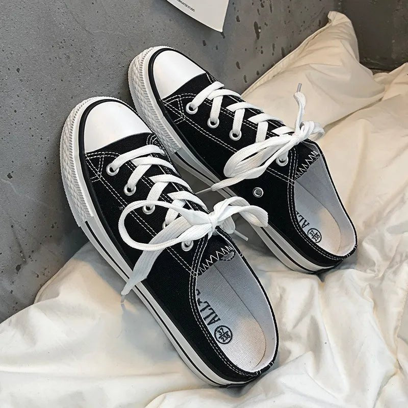 Round Toe Lace - Up Canvas Sneakers - Crowned Energy CO.