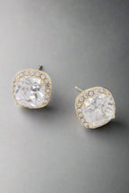 Rounded Square Rhinestone Earrings - Goddess Vibes