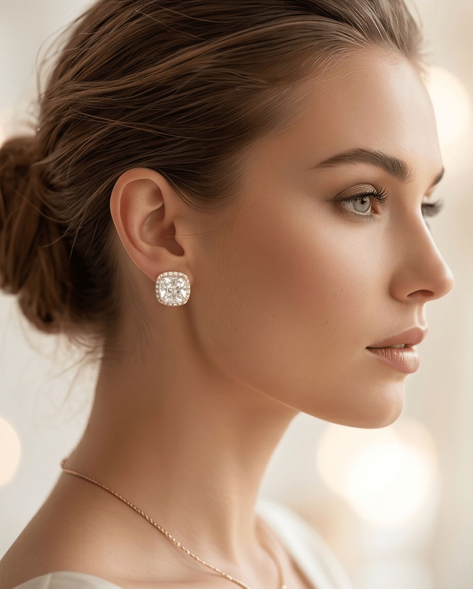 Rounded Square Rhinestone Earrings For Everyday Sparkle - Crowned Energy CO.