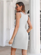 Ruched Square Neck Mini Tank Dress - Goddess Vibes