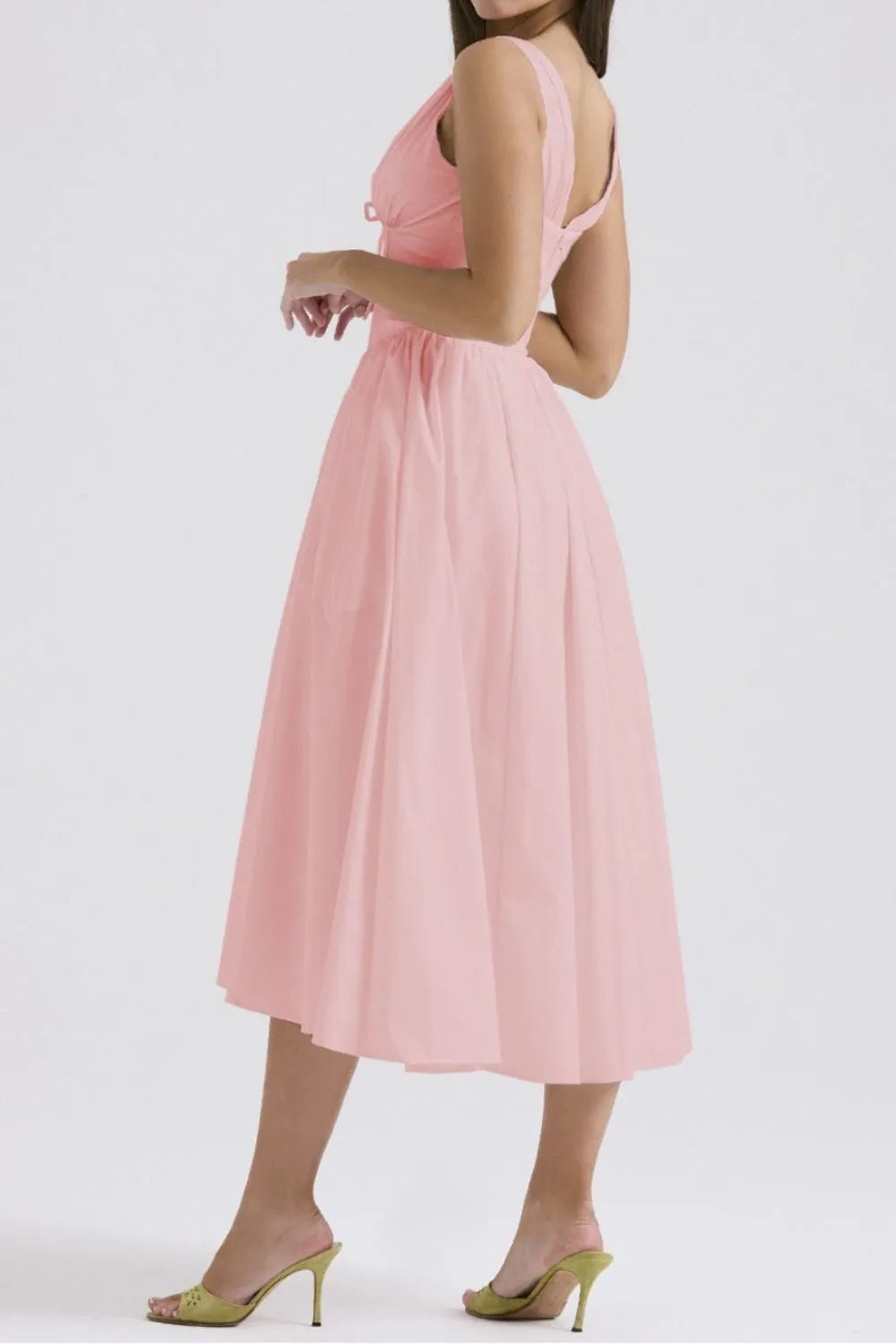 Ruched V - Neck Sleeveless Dress with Pockets - Crowned Energy CO.