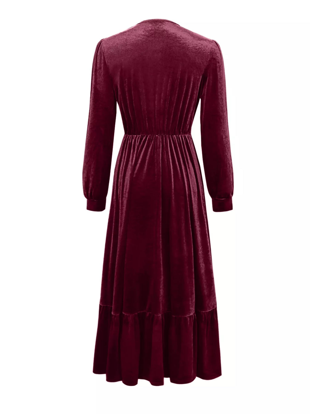 Ruffled Hem Long Sleeve Dress - Crowned Energy CO.