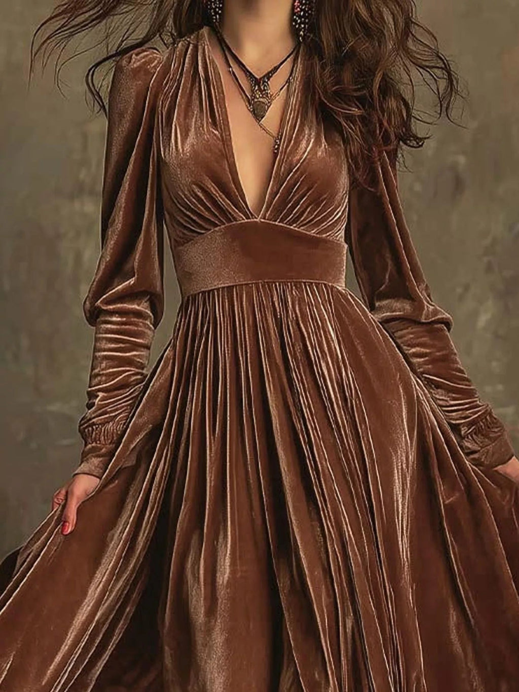Ruffled Hem Long Sleeve Dress - Crowned Energy CO.