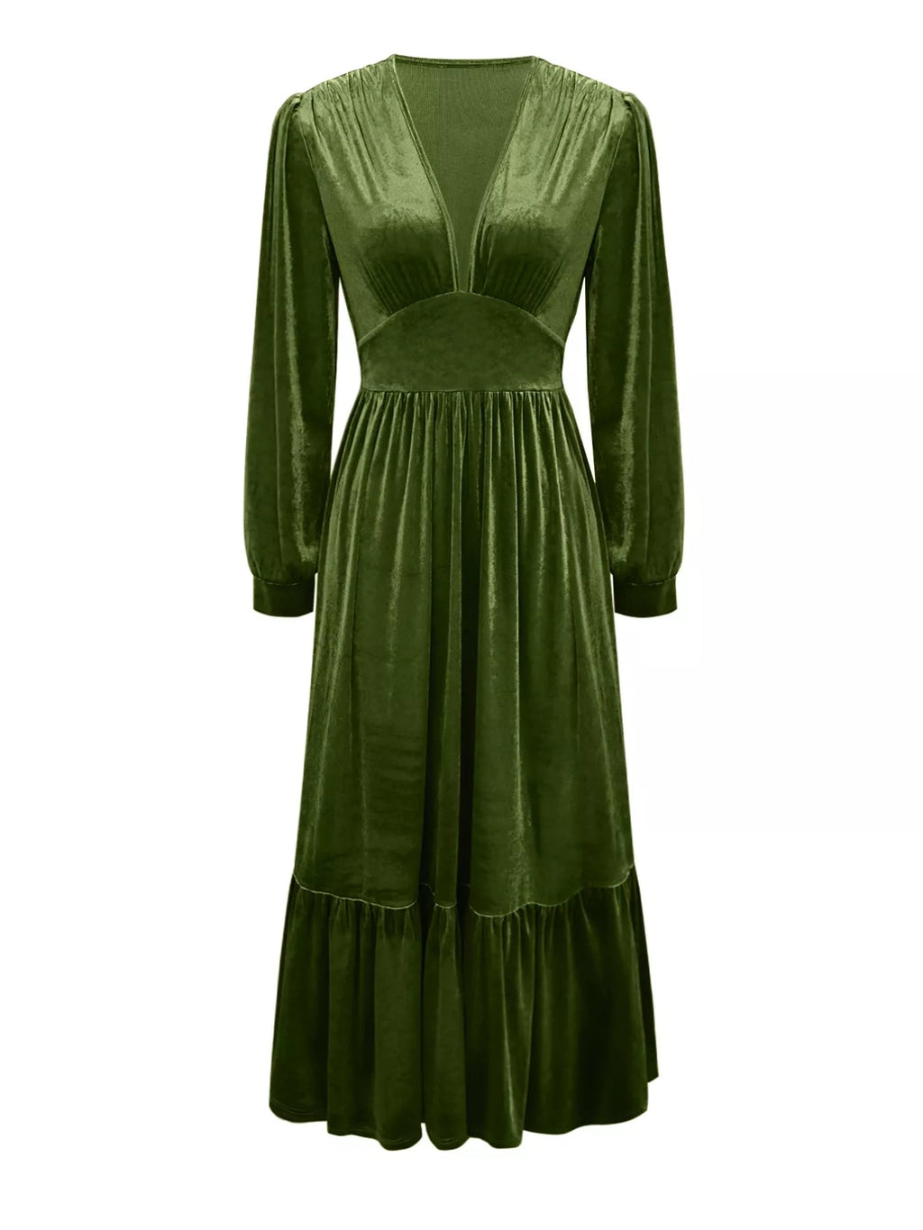 Ruffled Hem Long Sleeve Dress - Crowned Energy CO.