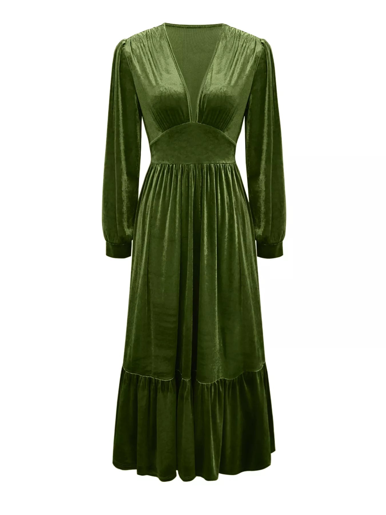 Ruffled Hem Long Sleeve Dress - Crowned Energy CO.