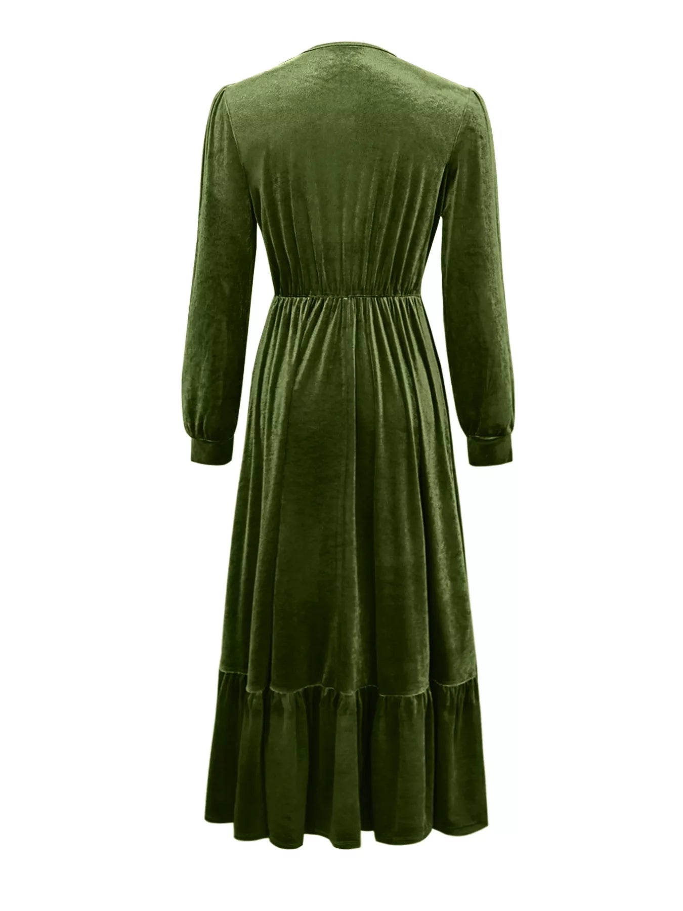 Ruffled Hem Long Sleeve Dress - Crowned Energy CO.