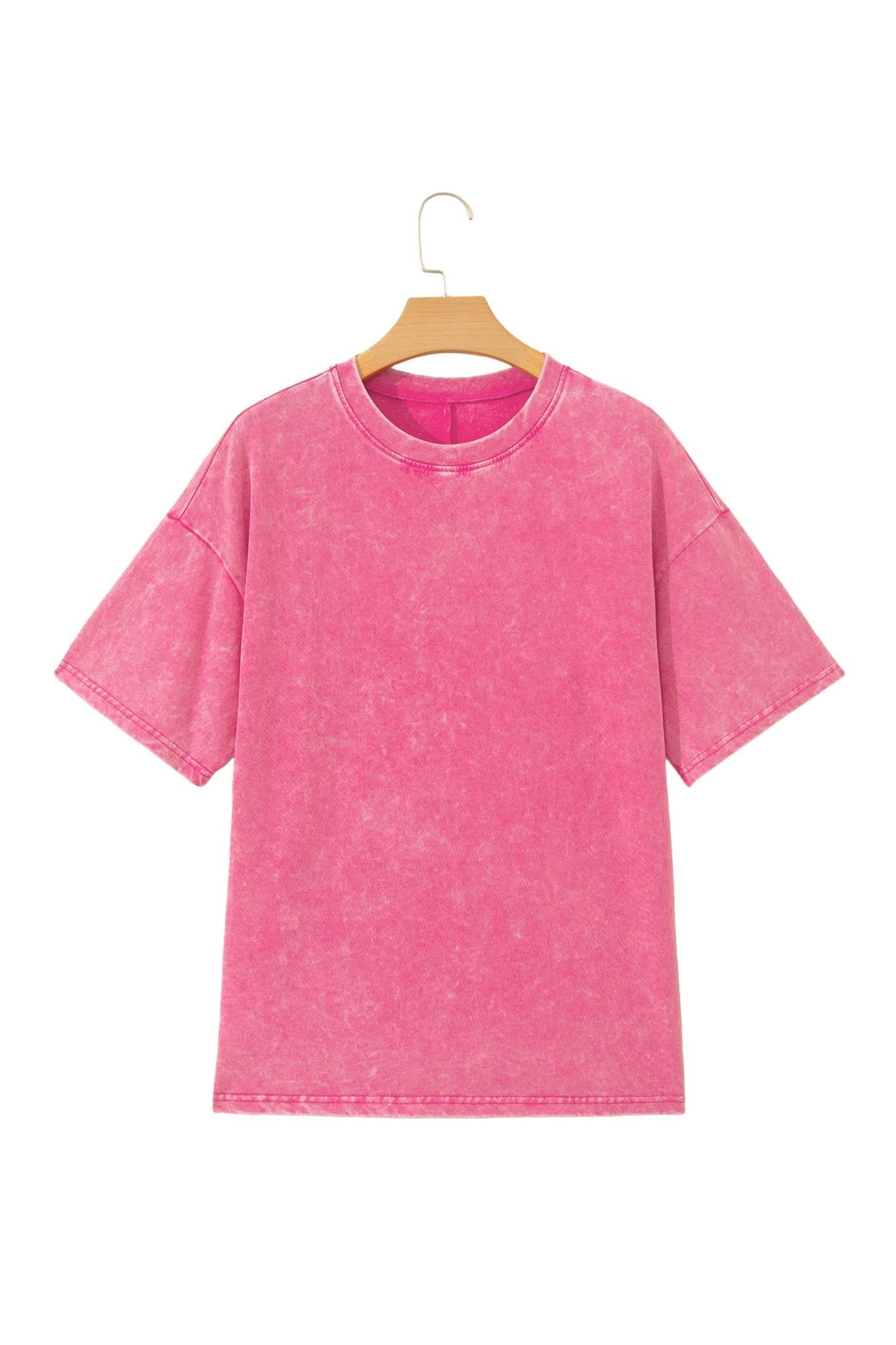 Sachet Pink Solid Color Cotton Mineral Washed Oversize Tee - Crowned Energy CO.