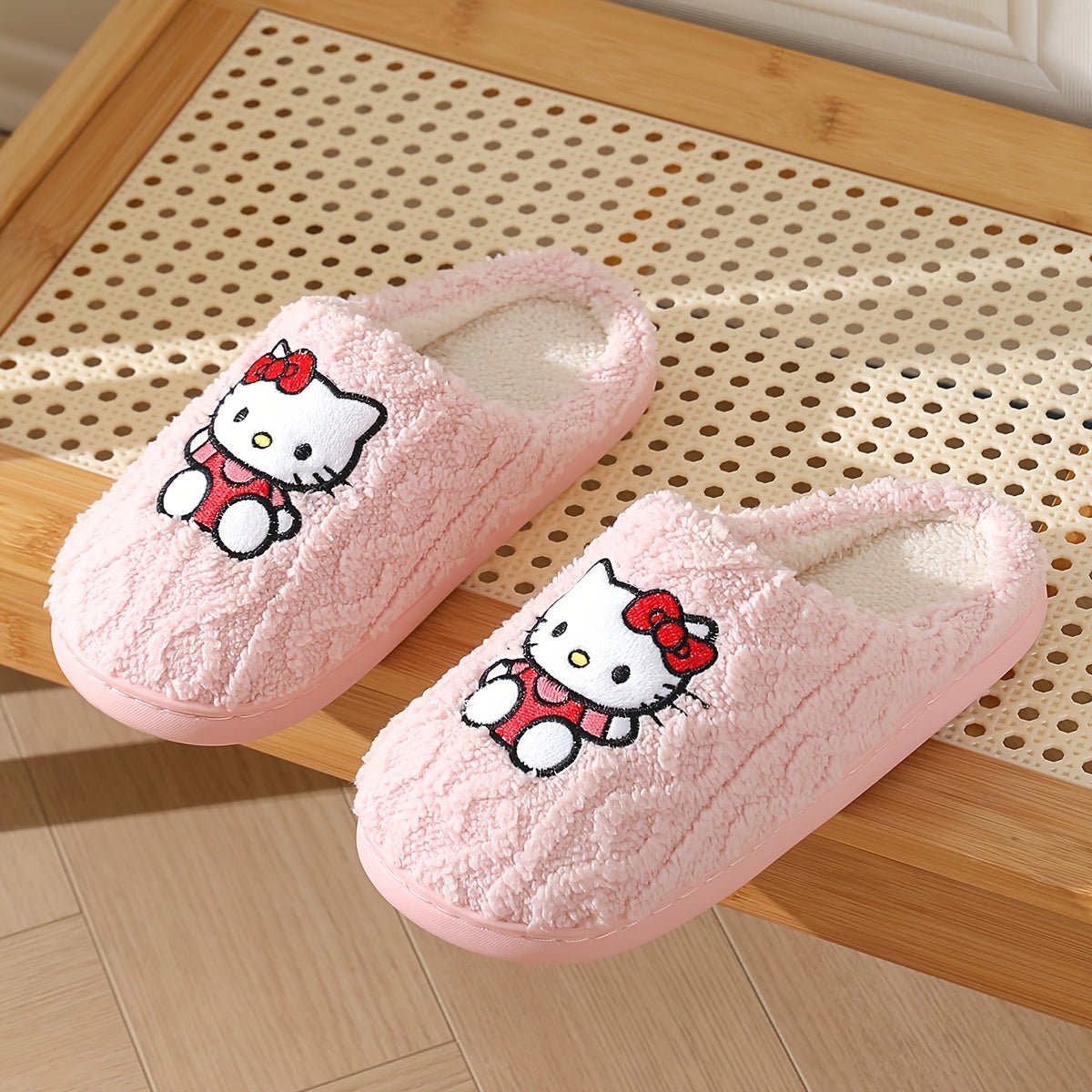 Sanrio Authentic Winter Slippers, Warm Lining, Hello Kitty Embroidery Design - Crowned Energy CO.