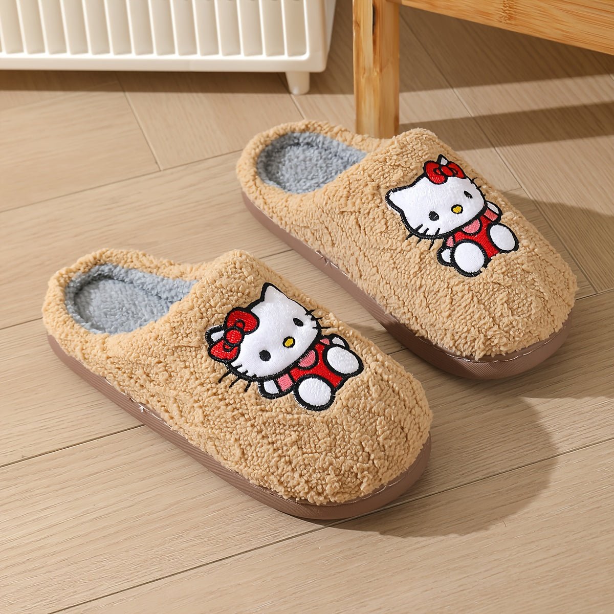 Sanrio Authentic Winter Slippers, Warm Lining, Hello Kitty Embroidery Design - Crowned Energy CO.