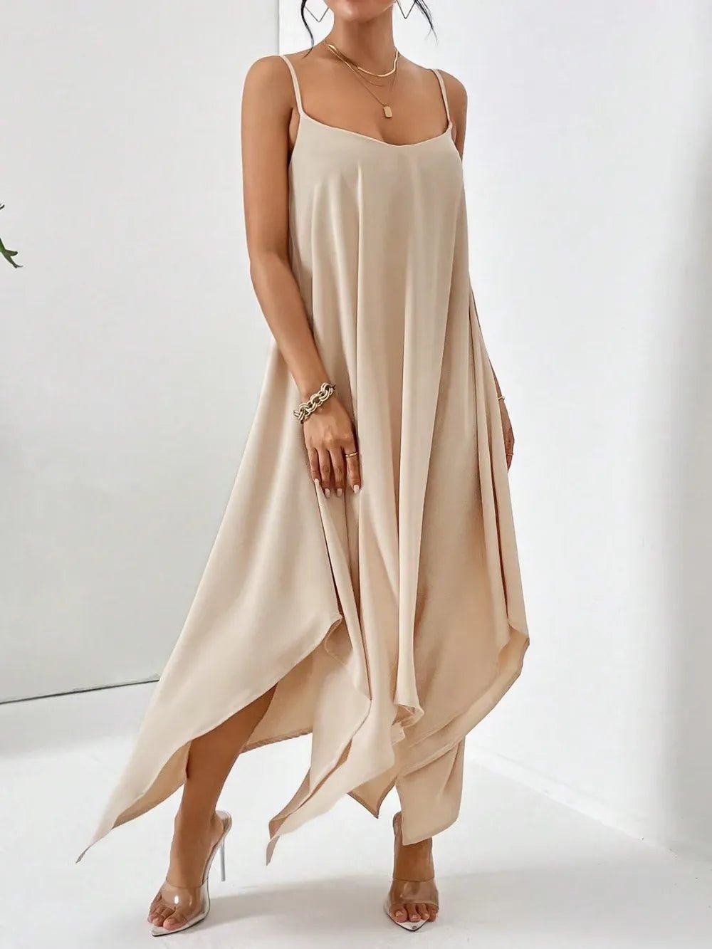Scoop Neck Midi Cami Dress - Crowned Energy CO.