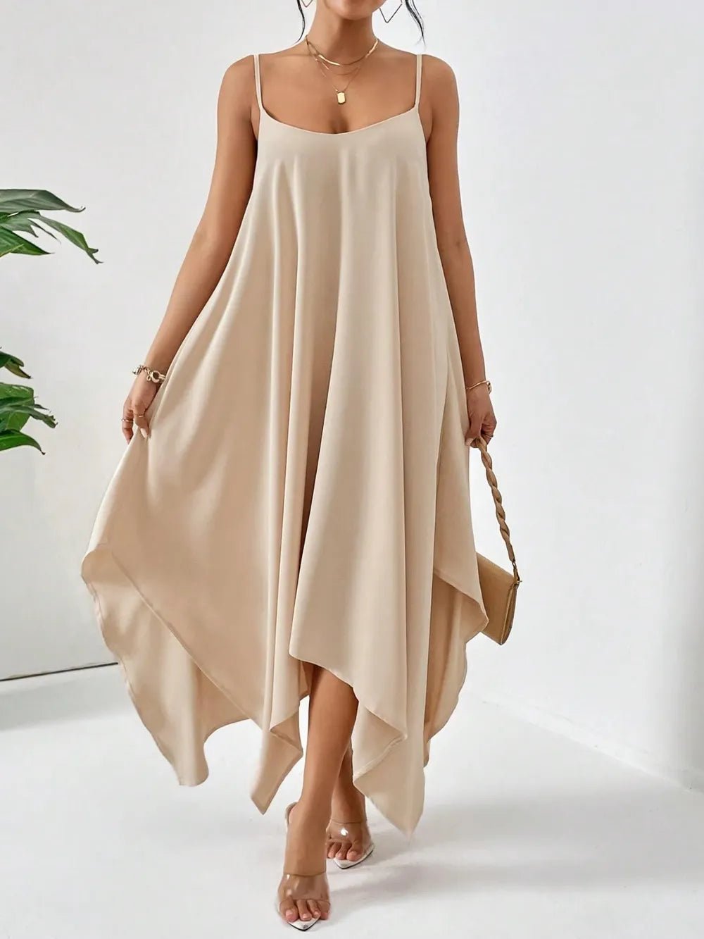 Scoop Neck Midi Cami Dress - Crowned Energy CO.