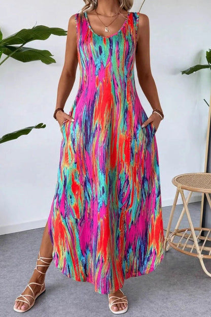 Scoop Neck Sleeveless Dress with Pockets - Goddess Vibes