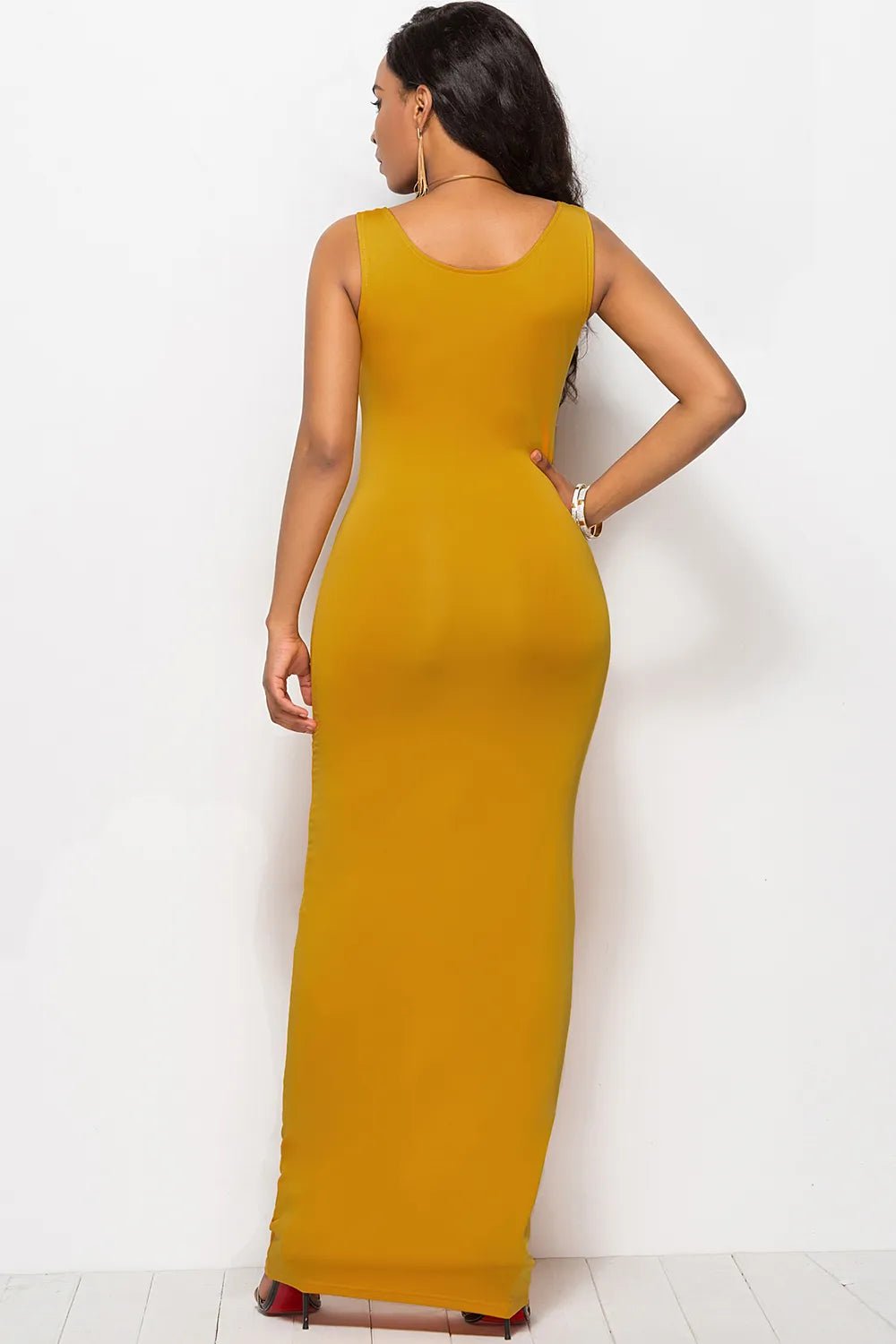 Scoop Neck Wide Strap Maxi Dress - Crowned Energy CO.