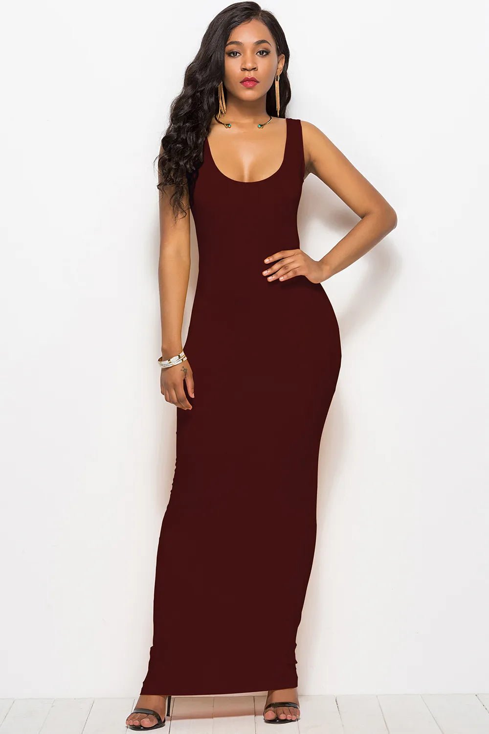Scoop Neck Wide Strap Maxi Dress - Crowned Energy CO.