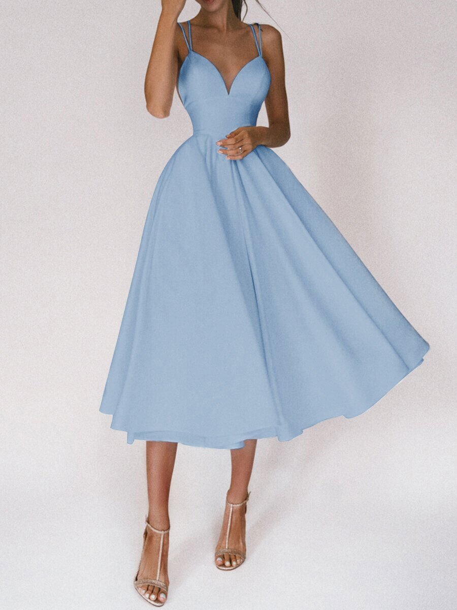 Crowned Energy CO. Blue / 2XL Goddess Vibes Dresses Sexy V-neck Suspender Dress Summer Fashion A-Line Long Dresses For Women