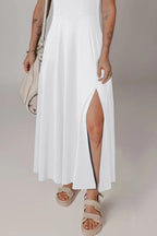 Side Slit Scoop Neck Wide Strap Dress - Goddess Vibes