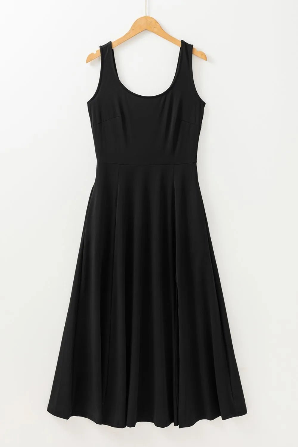 Side Slit Scoop Neck Wide Strap Dress - Goddess Vibes