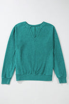 Crowned Energy CO. Skobeloff / S / 65%Polyester+35%Cotton Dear-Lover Dropshipping Tops/Sweatshirts & Hoodies Skobeloff Solid Color Notched Neck Drop Shoulder Sweatshirt