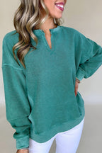 Crowned Energy CO. Skobeloff / S / 65%Polyester+35%Cotton Dear-Lover Dropshipping Tops/Sweatshirts & Hoodies Skobeloff Solid Color Notched Neck Drop Shoulder Sweatshirt
