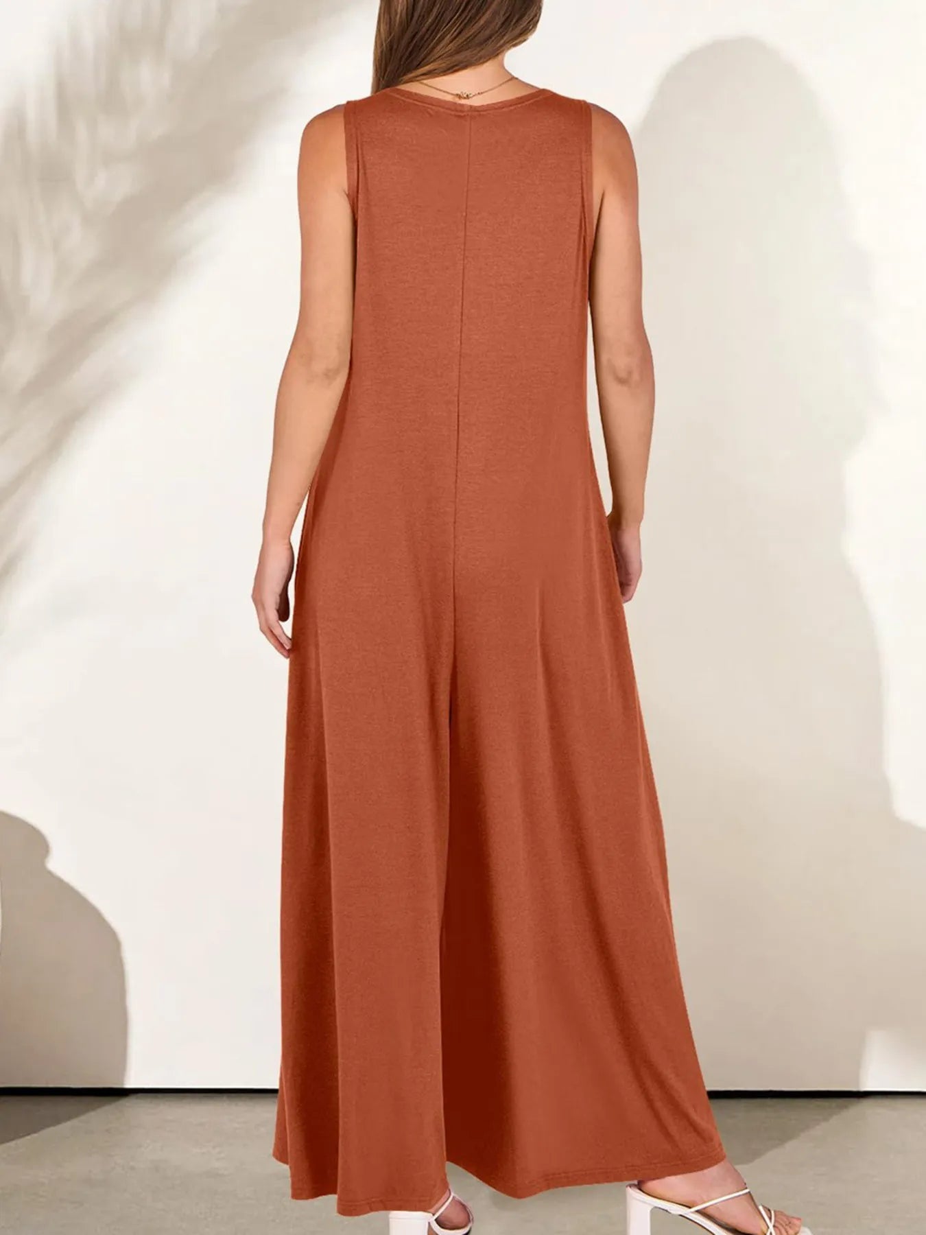 Sleeveless V - Neck Jumpsuit with Pockets - Goddess Vibes