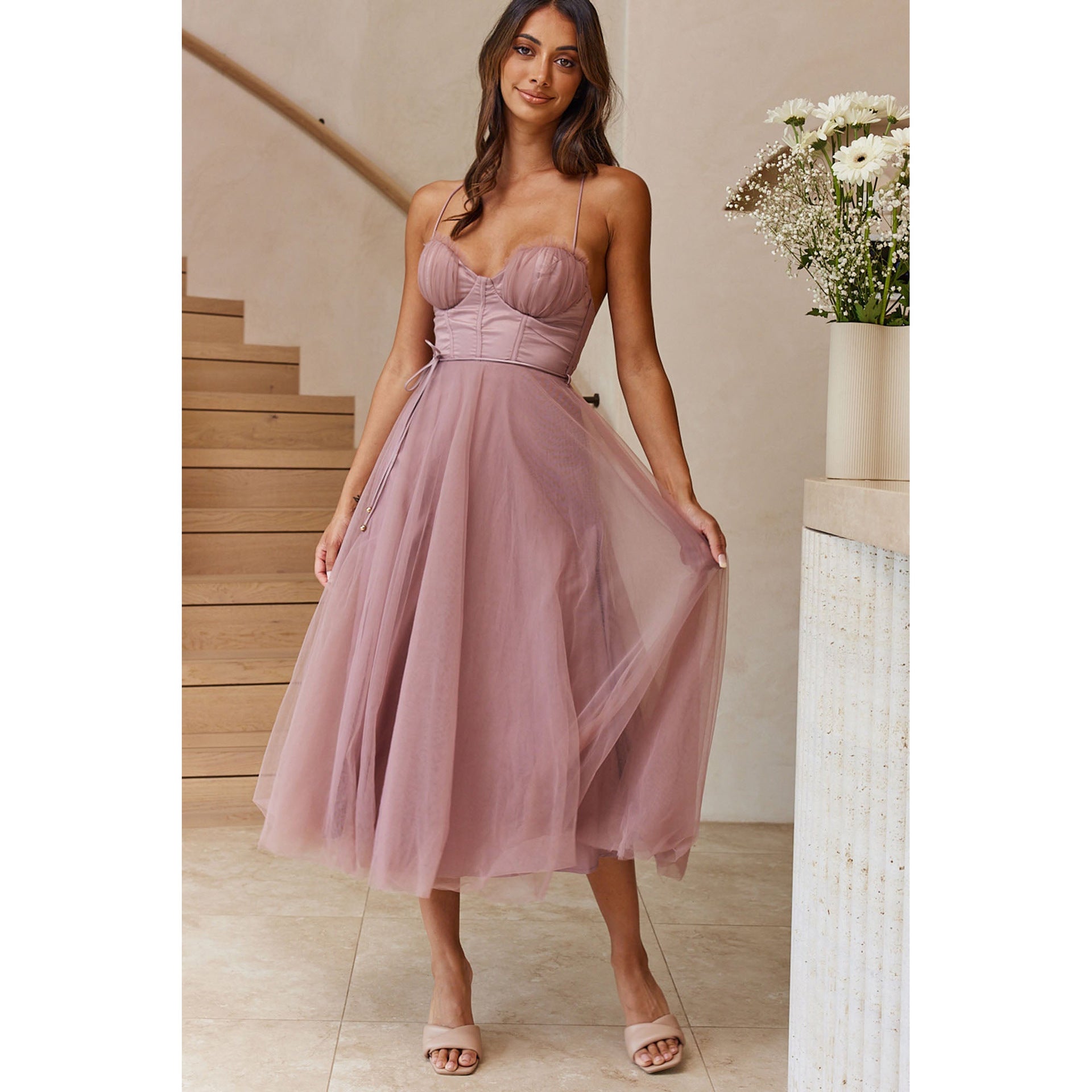 Crowned Energy CO. Pink / L Goddess Vibes Dresses Sling Casual Dress Women's Multi-color