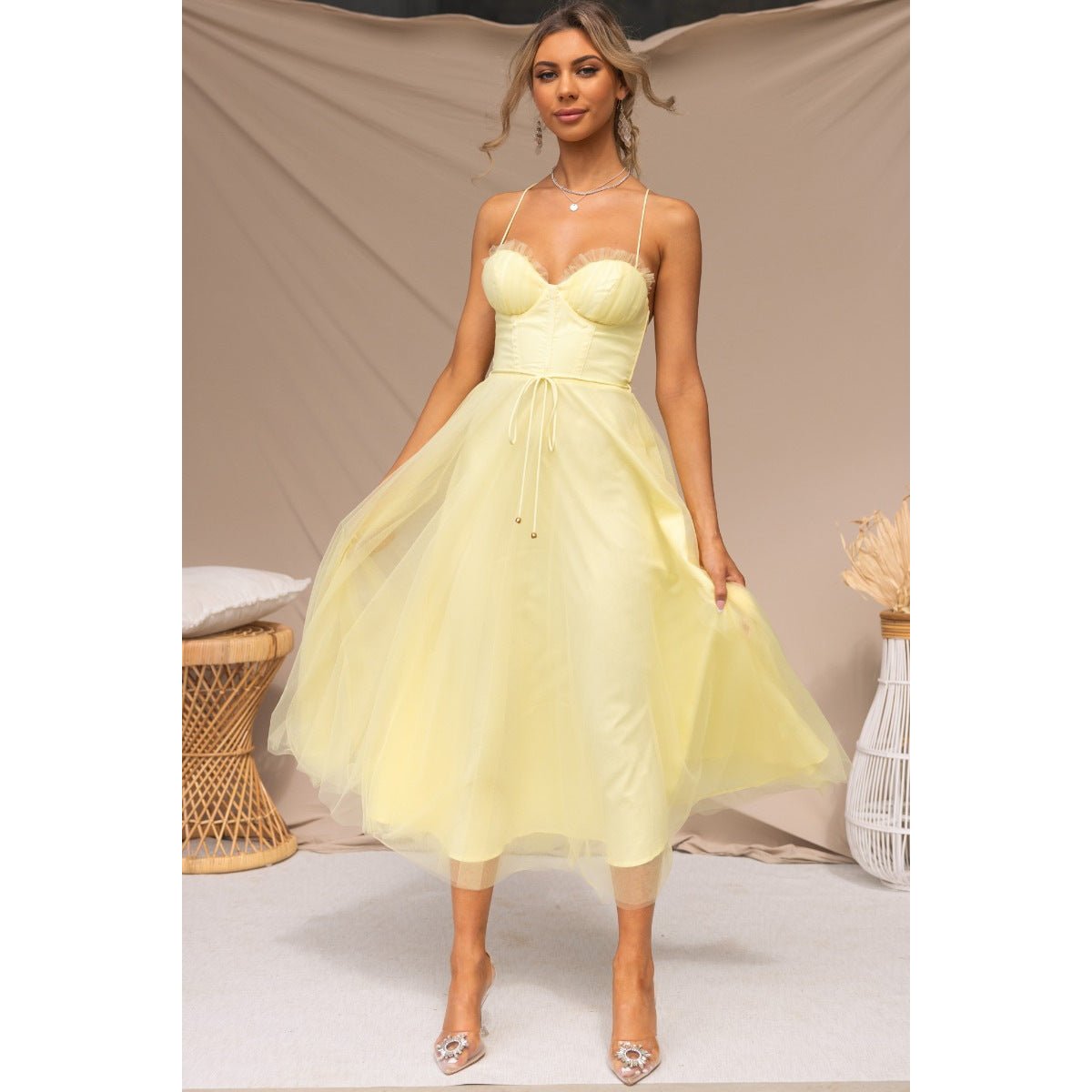 Crowned Energy CO. Yellow / L Goddess Vibes Dresses Sling Casual Dress Women's Multi-color