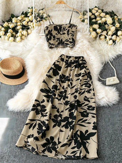 Smocked Printed Cami and Skirt Set - Goddess Vibes