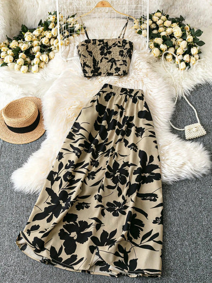 Smocked Printed Cami and Skirt Set - Goddess Vibes