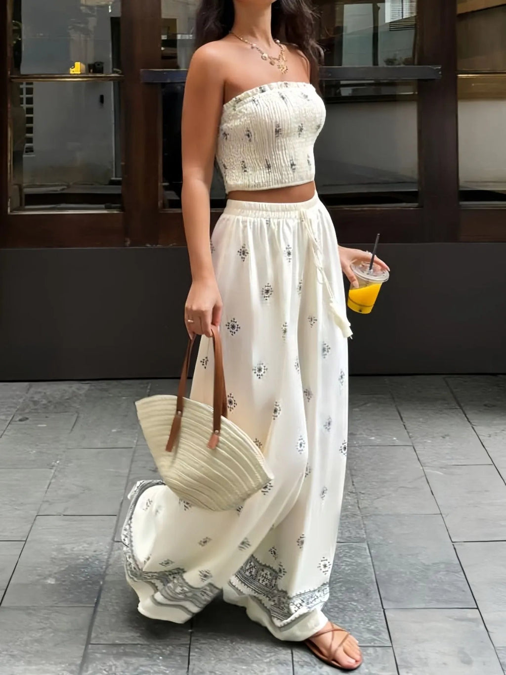 Smocked Tube Top and Pants Set - Goddess Vibes