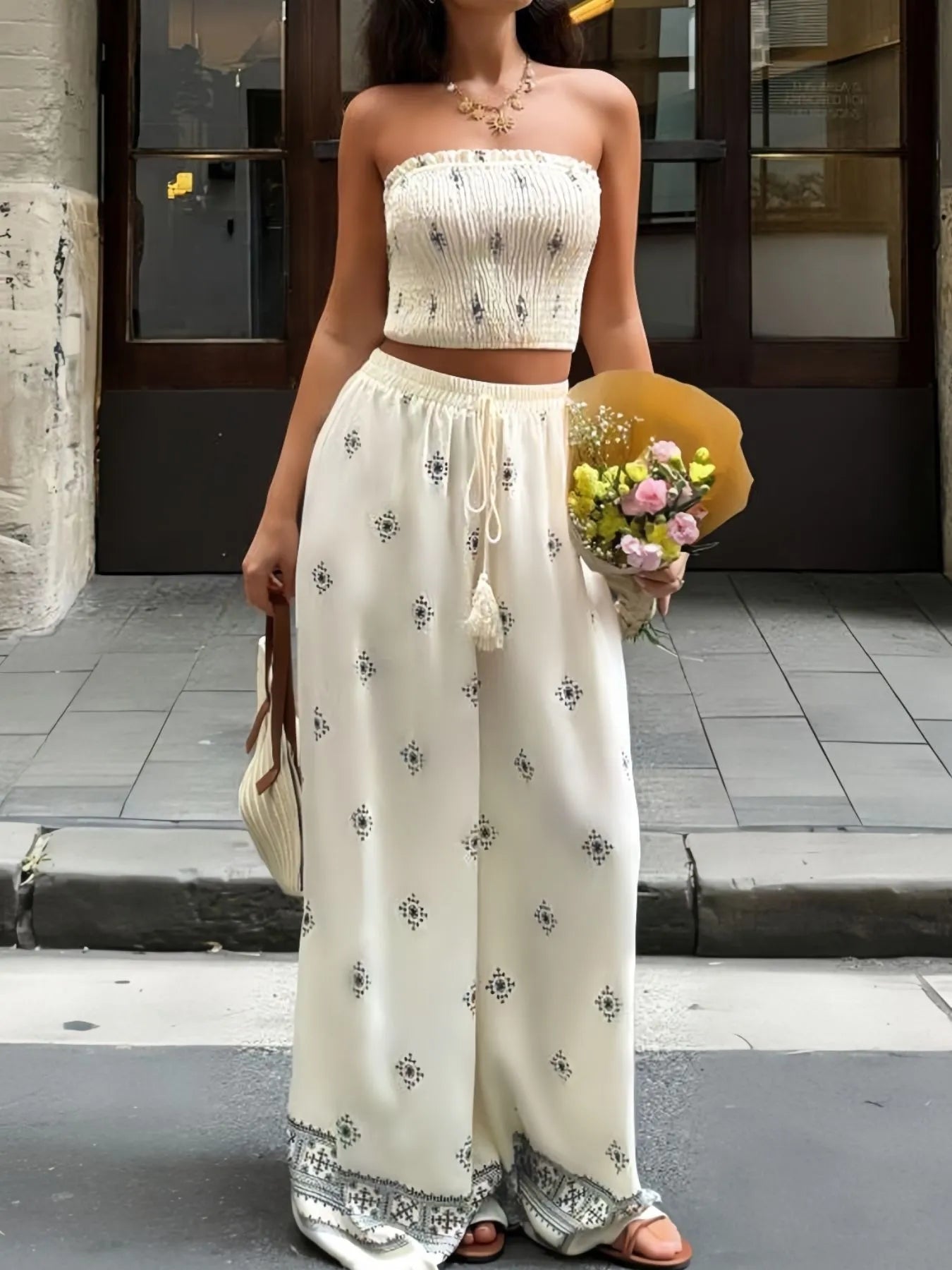 Smocked Tube Top and Pants Set - Goddess Vibes