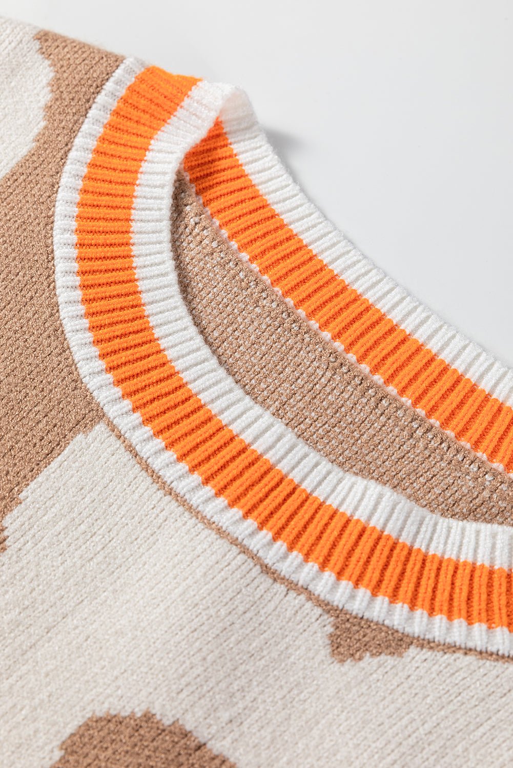 Smoke Gray Big Flower Pattern Contrast Striped Baggy Sweater - Goddess Vibes