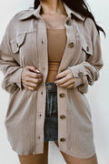 Crowned Energy CO. Smoke Gray / 1X / 75%Polyester+20%Viscose+5%Elastane Dear-Lover Dropshipping Plus Size/Plus Size Outerwear Smoke Gray Solid Corded Drop Shoulder Plus Size Shacket