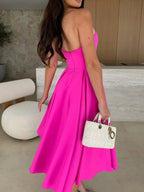 Solid Color Tube Midi Dress - Goddess Vibes