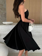 Solid Color Tube Midi Dress - Goddess Vibes