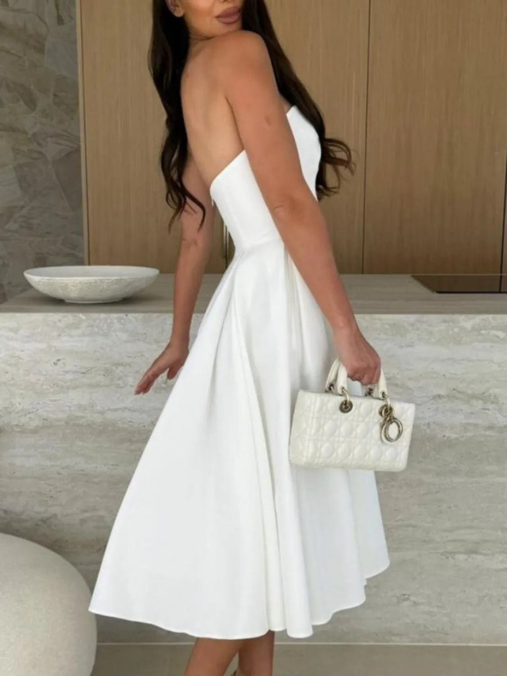 Solid Color Tube Midi Dress - Goddess Vibes