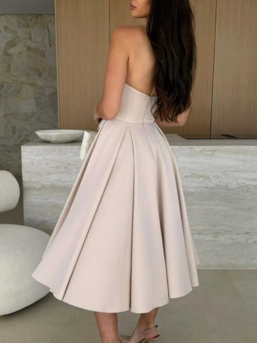 Solid Color Tube Midi Dress - Goddess Vibes