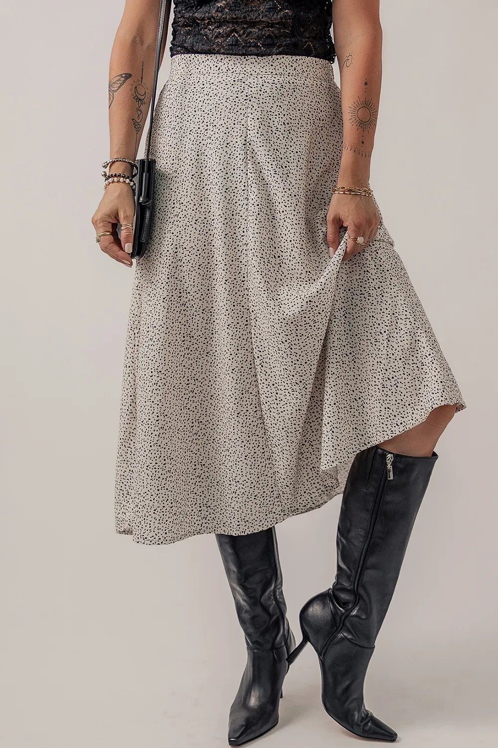 Speckle High Waist Midi Skirt - Crowned Energy CO.