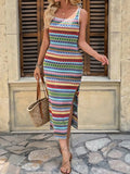 Crowned Energy CO. Multicolor / S Trendsi Dresses Square Neck Wide Strap Midi Tank Dress