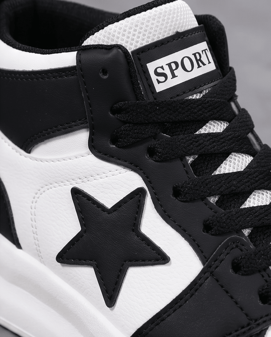 Star Pattern Lace Up Sneakers - Crowned Energy CO.