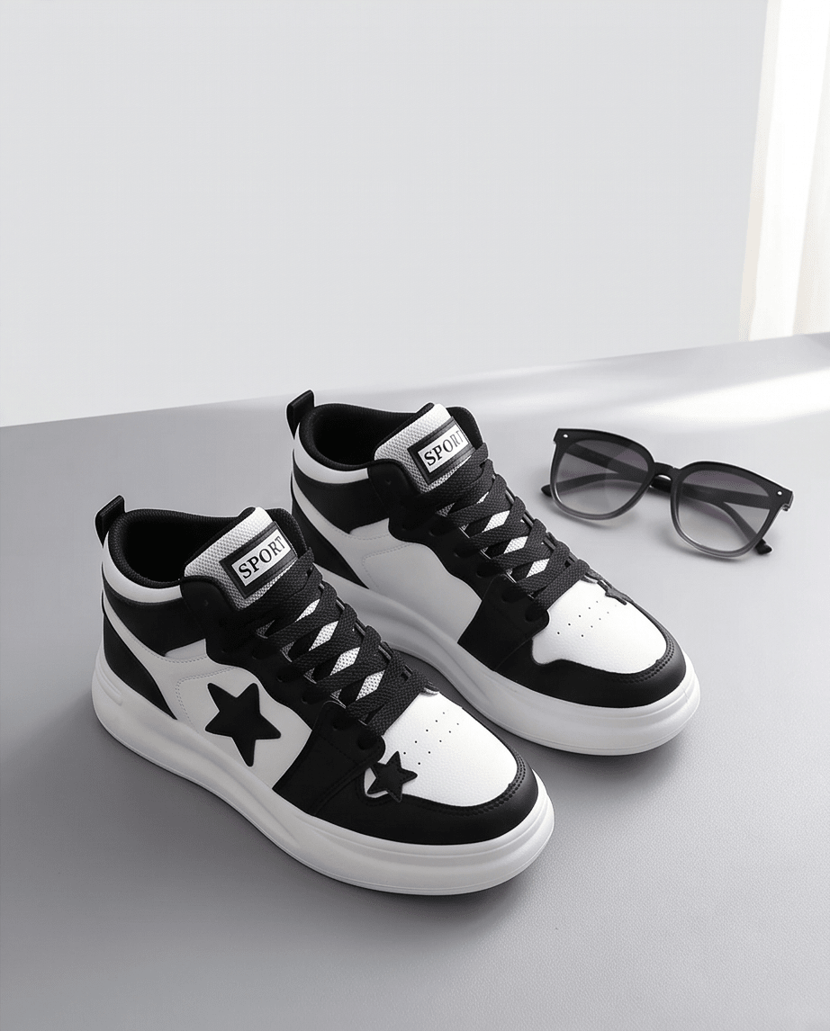 Star Pattern Lace Up Sneakers - Crowned Energy CO.