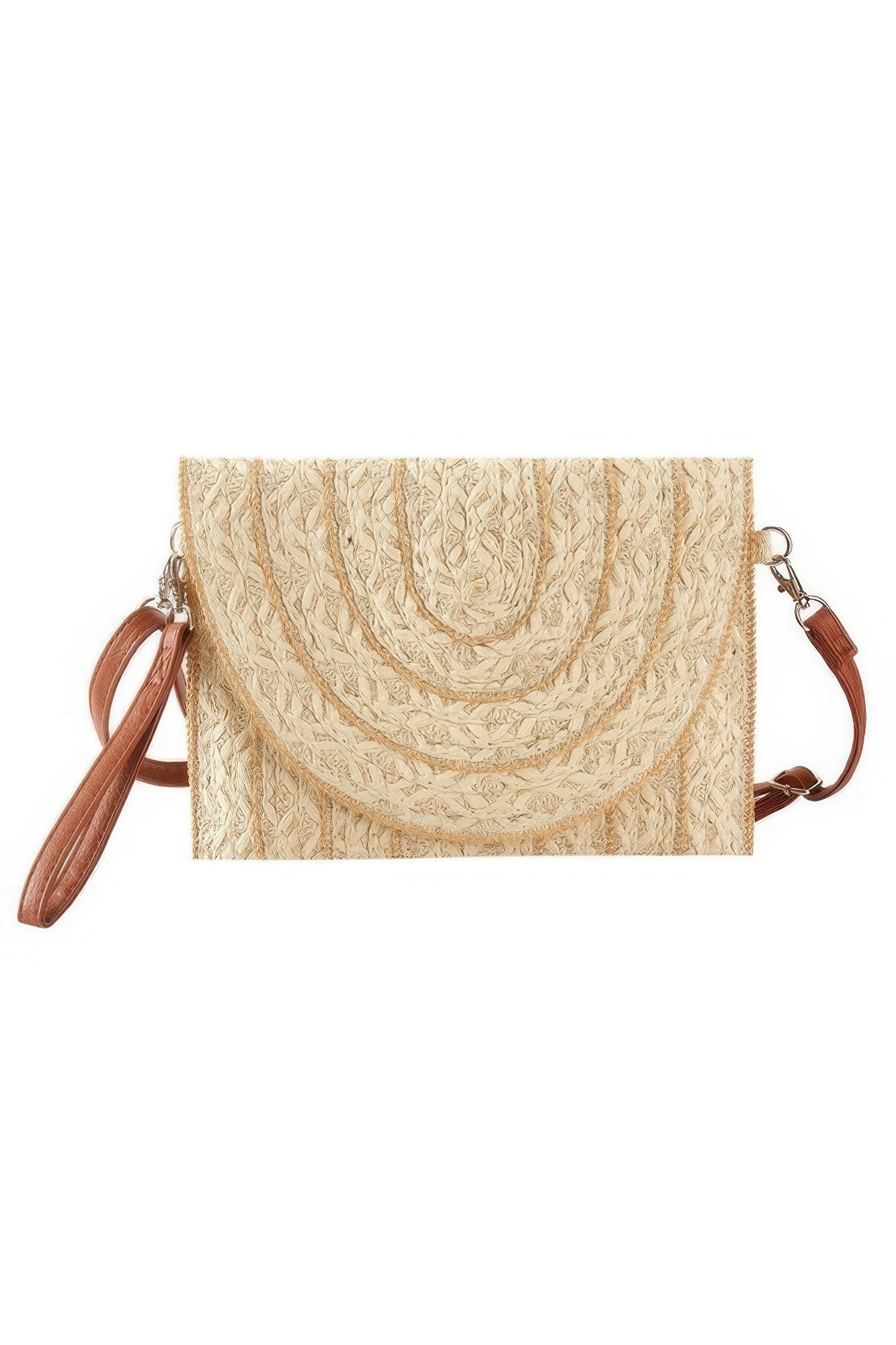 Stitch Detailed Straw Clutch & Crossbody Bag - Goddess Vibes