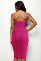Strapless Tube Bodycon Midi Dress - Goddess Vibes
