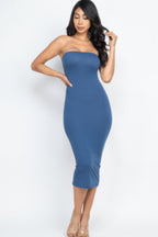 Strapless Tube Bodycon Midi Dress - Goddess Vibes