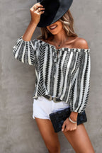 Strip Color Block Off Shoulder Blouse - Goddess Vibes