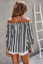 Strip Color Block Off Shoulder Blouse - Goddess Vibes