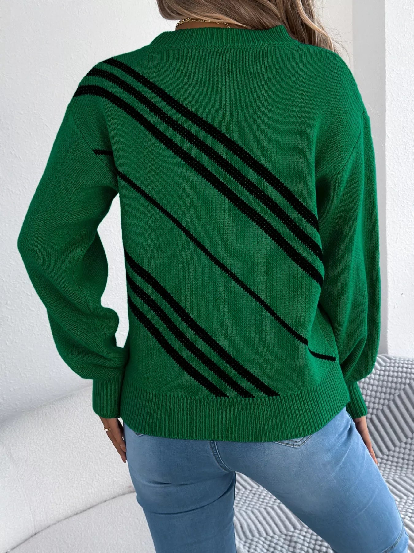 Striped Pattern Casual Round Neck Sweater - Crowned Energy CO.