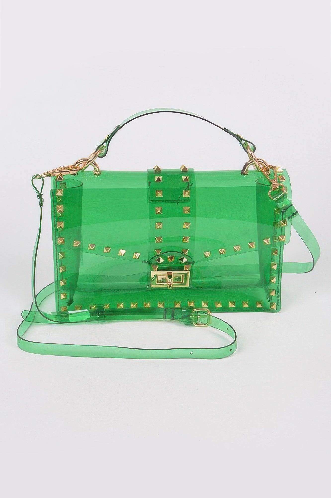 Studded Colorful Transparent Clutch - Crowned Energy CO.