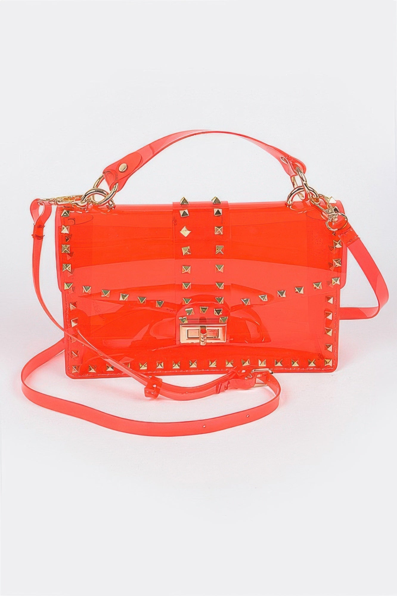 Studded Colorful Transparent Clutch - Crowned Energy CO.