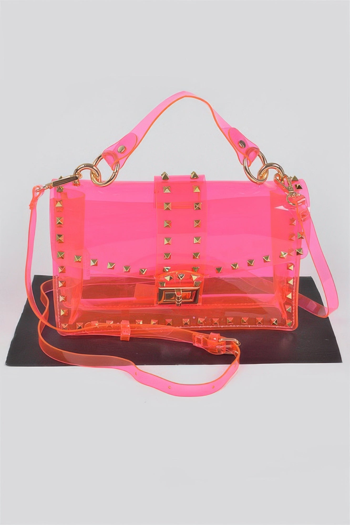 Studded Colorful Transparent Clutch - Crowned Energy CO.